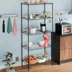 Large Wire Shelving Unit 5-Tier Metal Storage Shelves Heavy Duty Garage Shelving Adjustable Storage Shelf Rack with Leveling Feet for Home Kitchen Garage, 14" Dx23.8 Wx60 H, Black