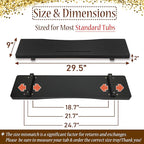 Stylish Black Bamboo Bathtub Tray Caddy with Adjustable Legs, Minimalistic Design Bath Tray for Tub, Bathtub Accessories, Fits Most Standard Bath Tubs, Idea for Women