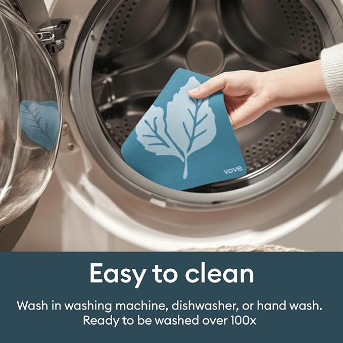 Vove Swedish Dishcloths 5-Pack, Coastal Calm - FSC Certified Cellulose & Cotton, Oeko-TEX Standard 100, Reusable Washable Kitchen Cleaning Cloths, Eco Friendly