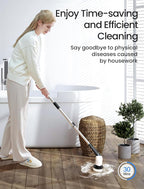 Electric Spin Scrubber, 2025 New Cordless Shower Cleaning Brush with 8 Replaceable Brush Heads, 3 Adjustable Speeds, and Adjustable Extension Handle for Bathroom Floor Tile