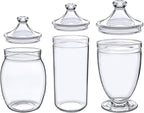 Amazing Abby - Adore - Plastic Apothecary Jars (3-Piece Set, 52/46/46 oz) (NOT Glass), Acrylic Jars with Lids, Bathroom Canisters, Candy Buffet, Wedding Display, BPA-Free and Shatter-Proof