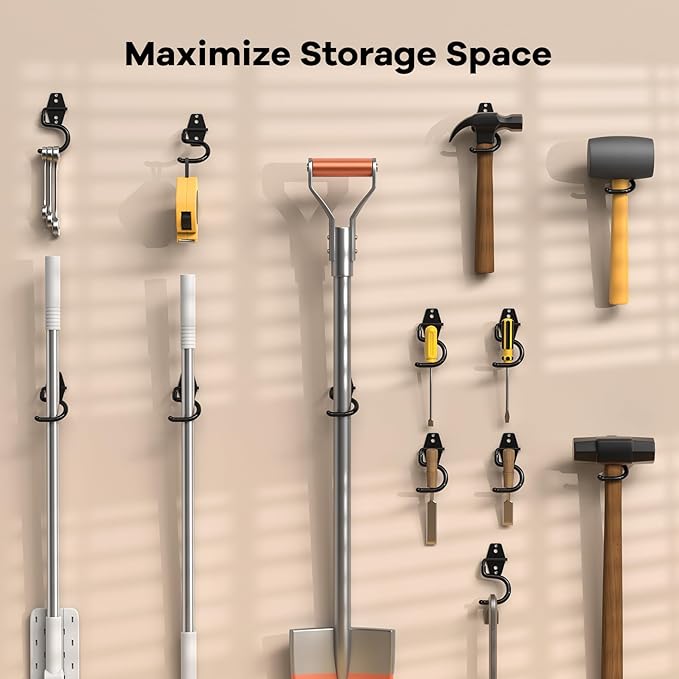 6 Pack Metal Garage Hooks, Heavy Duty S Hooks Tool Hangers for Garage Wall, Shed, Garden Storage Organizer