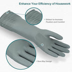 Mamison 2 Pairs Reusable Waterproof Household Dishwashing Cleaning Rubber Gloves, Non-Slip Kitchen Glove (Grey, Medium (Pack of 2))