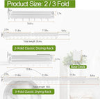 Clothes Drying Rack, Laundry Drying Rack Wall Mount, 3-Fold Wall Mounted Clothes Drying Racks for Hanging Clothes, Foldable & Sturdy Space Saver for Laundry Room -White
