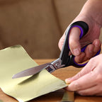 LIVINGO Industrial Scissors all Purpose: 9" Professional Heavy Duty Shears Sharp Stainless Steel - Forged Titanium Coated Scissors for Fabric Sewing Carpet Workshop Outdoor Home Office Purple/Black
