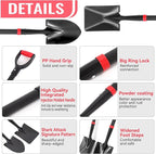 SHARK ATTACK 2 Pack 28 Inch Mini Shovel with D-Grip Handle - Kids Shovel Steel Construction with Powder Coating, Compact Digging Tool for Gardening, Camping & Car Emergency