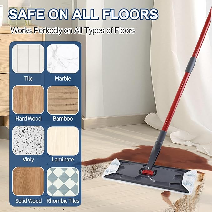 Mop Pads Replacements Compatible with H2prO Flat Mop System, Replace Mop Heads for Mop, Machine Washable Reusable Microfiber Pad Refills for Floor Cleaning (8 Pack)