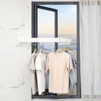 Clothes Drying Rack,Laundry Drying rack,Wall Mounted Clothes Rack,Clothes Hanging Rack,Laundry Rack Wall Mount,Folding Retractable Collapsible Drying Rack Clothing (Three-Poles,J Hooks,White)