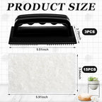Maxdot 18 Pcs Handled Bath Scrubber Set, 15 Bathroom Scouring Pad 3 Bathtub Scrubber with Handle Non Scratch Soap Scum Remover for Cleaning Sink Shower Tile Swimming Pool Step Corner (Black and White)