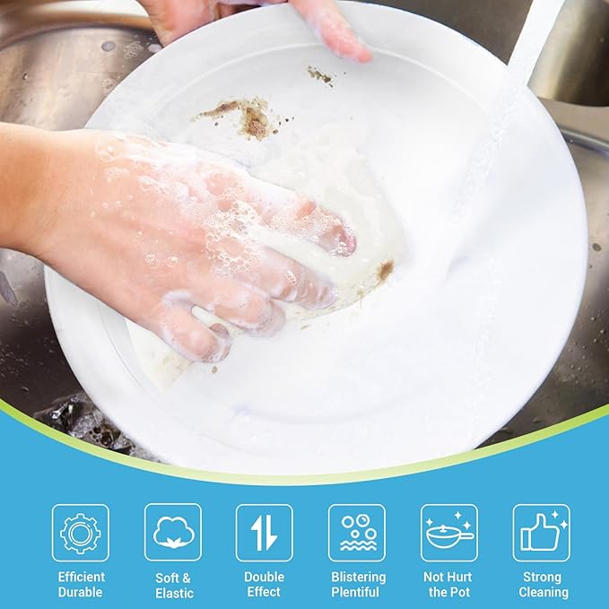 AIDEA Non-Scratch Scrub Sponge-24Count, Sponges Kitchen, Natural Sponge for Non-Stick Cookware, Cellulose Sponges for Dishes, Cleaning Power for Kitchen, Bathroom, Household