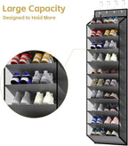 KEEPJOY 10 Tiers Mesh Over Door Shoe Organizer Storage, Hanging Shoe Holder for Door with Large Deep Pockets, Holds 20-30 Pairs of Shoes, Ideal for Sneakers & Boots(Grey)