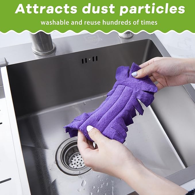 Zubebe 50 Pcs Duster Refill Reusable Fleece Duster Refills Feather Flat Dusters Multi Surface Washable Cleaning Pads Tools for Home, Blinds, Car, Pet, Furniture, Fans (Dark Color)