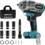 Cordless Impact Wrench for Makita 18V Battery,1500Nm (1106 Ft-Lbs) 1/2" Brushless Impact Gun, LED Work Light, 3-Speed High Torque Power Tool for Tire Removal, Rusted Bolts (No Battery)
