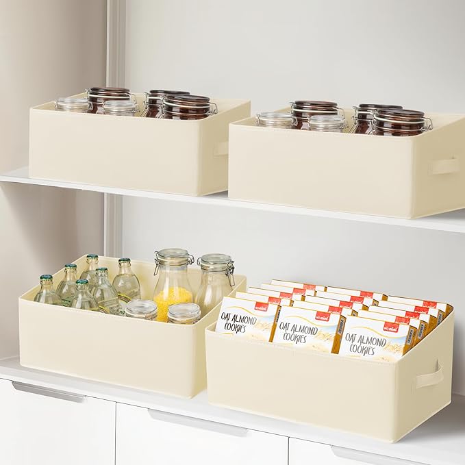 Storage Bins Cube Storage Organizer - 8 Pack Fabric Trapezoid Storage Cubes for Bins and Baskets for Shelves Collapsible Non-Separating Trapezoidal Flared Cube Organizer, Beige