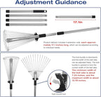 Adjustable Metal-Leaf Rake with Telescopic Handle - Lawn & Garden Tool for Grass, Leaves & Shrubs - Heavy Duty Yard Rake for Adults, Women & Kids