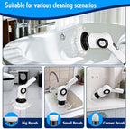 Electric Spin Scrubber,Cordless Cleaning Brush with 8 Replaceable Brush Heads,360°Power Scrubber for Tub and Floor Tile,with 3 Adjustable Speed & Rotatable & Detachable Handle for Bathroom Kitchen Car