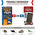 LULUCATCH Mouse Traps 48 Pack, Large Bulk Glue Rat Traps for Home, Pre-Scented Adhesive Plastic Tray for Snake, Mice, & Spider Catcher, Pet Safe Pest Control