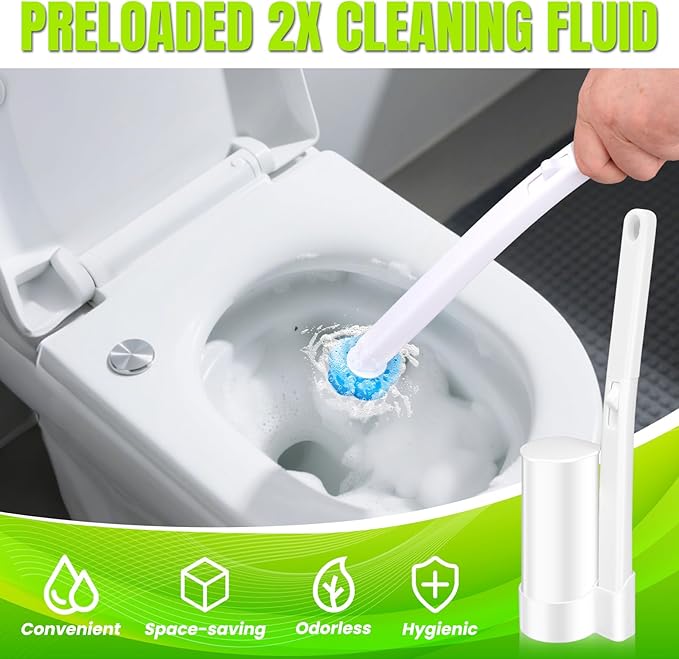 KOKL Disposable Toilet Brush, Toilte Wand Kit, Toilet Brush and Holder with 48 Refills, Toilet Bowl Brush, Toilet Bowl Cleaning Wands, Toilet Cleaning System for Bathroom Maintenance