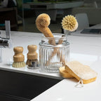 ECOHOUSE SUPPLY™ Bamboo Dish Brush Set – 6-Piece Natural Fiber Kitchen Brush Set with Loofah Sponges (No Bleach), Sisal & Palm Scrubbers – Non-Toxic, Eco-Friendly, Plastic-Free Dish Cleaning Brushes.