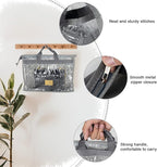 LASZOLA 10Pcs Clear Handbag Storage Organizer Dust Cover Bags, 5 Sizes Transparent Purse Protector Storage Bag with Zipper and Handle for closet shelf, Dustproof and Moistureproof, Grey