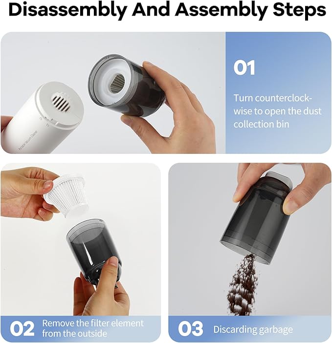 Mini Vacuum Cleaner Cordless,Car Vacuum Cleaner Portable with HEPA Filter, High Power Rechargeable 2 Suction Modes, Lightweight Vacuum for Keyboard,Car, Home, Office, Pet