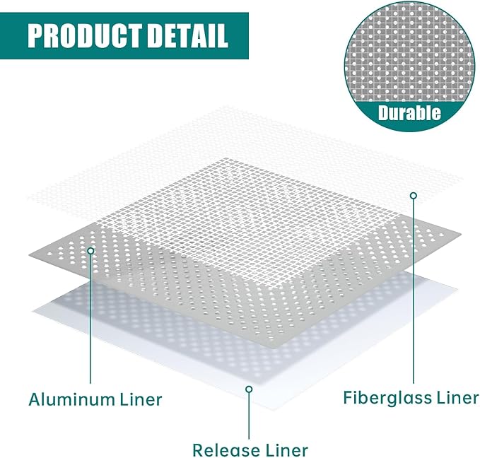 100Pcs 6 Inch Drywall Patch, Wall Repair Patches, Self-Adhesive Fiberglass Repair Kit Dry Wall Hole Repair Patch for Aluminum Metal Sheetrock Ceiling (6"x 6")