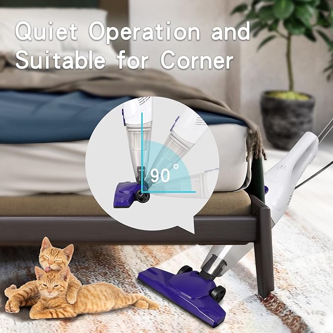 Intercleaner Corded Vacuum Cleaner, 15KPa Powerful Suction with 400W Motor, 12 in 1 Lightweight Bagless Stick Vac with Handheld, Ultra Quiet, for Hardwood Floor Carpet Car Pet Hair Car Pet Hair