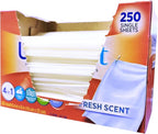 250 Loads 4 in 1 Laundry Dryer Sheets 6.4"x9",Household Premium Fabric Softener Fresh Scent,Made in USA,Drive Clothes Ultra Soft,Reduce Static Cling,Help Repel Pet Hair,Easy Dispenser Box Packaging