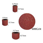 Asieg Tool Sanding Drum Kit 142Pcs 600Grit, 1/2" & 3/8" & 1/4" Diameter Drum Sanding Band with 3.17mm Shank Mandrels for Drill Dremel Rotary Tools Nails Drill