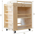 Art Activity Cart Wooden Rolling Utility Cart with Wheels 3-Tier Art Cart Organizer for Kids Multi-Functional Movable Birch Storage Cart Art and Crafts Supply Shelf Montessori Furniture