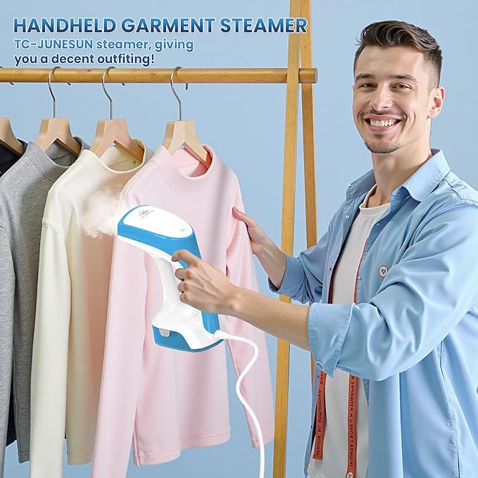 Steamer for Clothes, 2in1 Handheld Garment Steamer and Iron, Fast Heat-Up, Large Leak-Proof Water Tank, Anti-Spit Technology, 1000W Portable Steamer for Wrinkles, Safe on All Fabrics