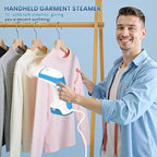 Steamer for Clothes, 2in1 Handheld Garment Steamer and Iron, Fast Heat-Up, Large Leak-Proof Water Tank, Anti-Spit Technology, 1000W Portable Steamer for Wrinkles, Safe on All Fabrics