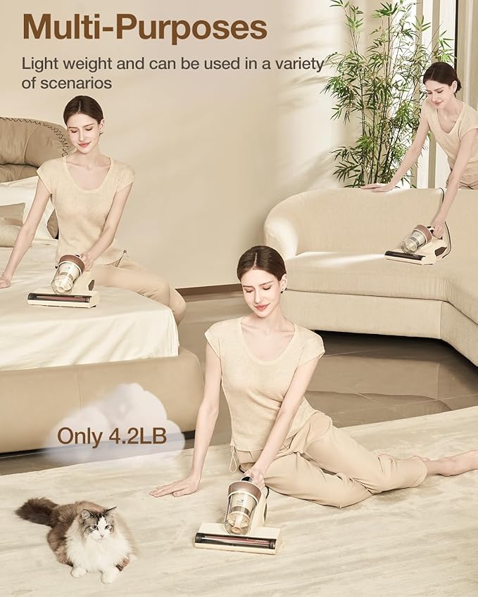 Jimmy Mattress Vacuum Cleaner, Bed Vacuum with UV & Ultrasound, High Heating, Smart Dust Sensor, 15Kpa Powerful Suction, Lightweight, Deep Clean Dust and Pet Hair in One Go(BX6 Lite, Corded)