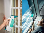 Leifheit Dry & Clean Window Vacuum Cleaner Set with 43cm Handle and Washers, Window Cleaning Kit up to 35 Minutes of Power, Electric Window Cleaner