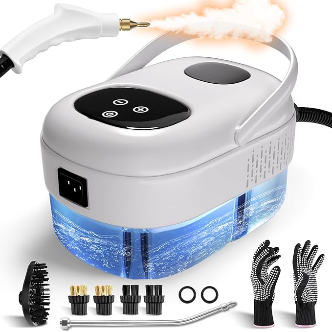 Steam Cleaner, 2500W Pressurized Steamer for Cleaning, Multi-Purpose Steamer for Home, Handheld Steam Cleaner, 15s Fast Heating Car Steamer, Portable Steam Cleaner for Kitchen, Bathroom, Tile (White)