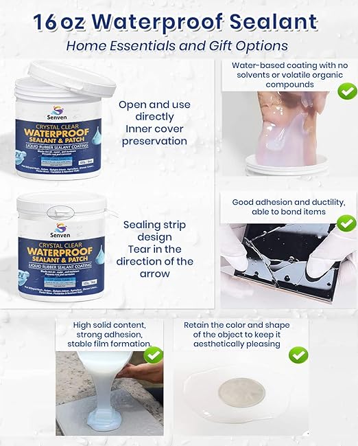 Invisible Waterproof Sealant Transparent Coating 16oz Leak Repair Clear Coating, Waterproof Agent for Indoor, Outdoor Walls, Bathroom, Kitchen, Garden Leak Liquid Sealant