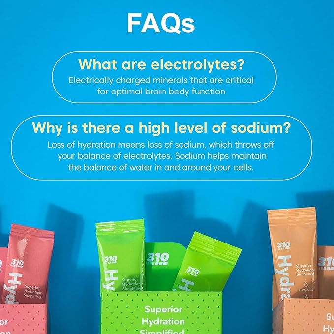 310 Nutrition Sugar Free Electrolytes Powder - Instant Hydration Packets for Daily Fluid Balance - Caffeine-Free Rehydration Drink Mix w/Vitamins, Low Calorie & Keto Friendly - Lemon Lime 30 Singles
