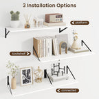 Fun Memories Floating Shelves for Wall, 12 Inch Deep Floating Shelves Set of 2, 36W x 12D Large Wall Shelf with Sturdy Metal Brackets for Living Room, Bathroom, Bedroom and Kitchen, White