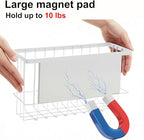 Magnetic Basket for Fridge, Magnetic Fridge Basket, Foil and Plastic Wrap Organizer with 4 hooks, Laundry Room Organization for Dryer Ball, Cling Film, Mail, Umbrella, White, 2 Pack