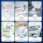 LABIGO Electric Spin Scrubber LA4 Pro, Dual Speed Bathroom Scrubber with Display & 6 Replacement Cleaning Heads, Cordless Power Scrubber with Adjustable & Detachable Handle for Bathroom Floor Tile