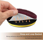 HARFINGTON 6pcs Scrubber Scouring Pads 500 Grits 2 Inch Drill Power Brush Hoop and Loop Surface Conditioning Disc Drill Scuffing Disc Scrub Pads for Home Kitchen Cleaning, Red