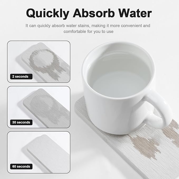 Water Absorbing Stone Tray for Sink | Quick Drying Diatomaceous Earth Coasters | Soap Dish Holder & Toothbrush Holder for Bathroom Counter | Hand Soap & Plant & Toiletries | Light Grey 4-Pack