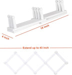 Dseap Accordian Wall Hanger: 16” High Wooden Wall Expandable Coat Rack, Hat Rack Holder, Accordion Hook for Baseball Caps, Coats, Mugs, 10 Peg Hooks, White