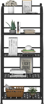 5 Tier Metal Shelf Storage Shelves Living Room Bookshelf Bathroom Corner Storage Rack for Kitchen,Indoor Plant Stand (Matte Black, 5 Tier)