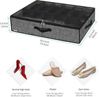 Onlyeasy Under Bed Shoe Storage Organizer For Closet, 4 Pack Fit 12x4 Pairs, Underbed Solution Shoes Container Bags with Sturdy Sidewall & Reinforced Handles, Breathable, Linen-like Black, MXAUBSB4P