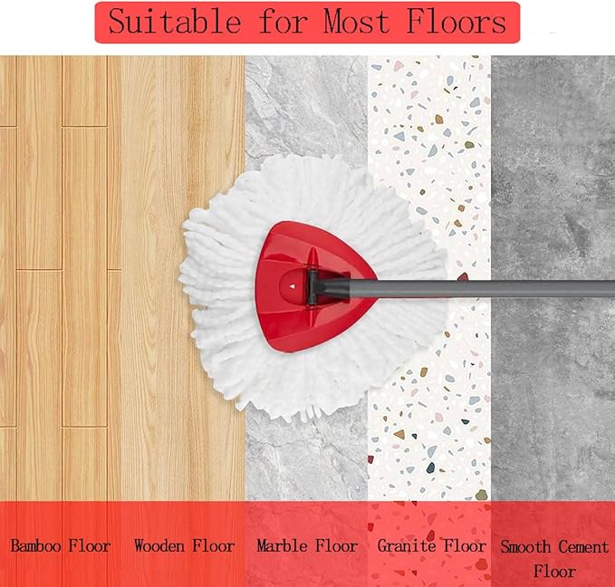 6-Pack Spin Mop Head Refills for Ocedar Easywring with 1 Base Head and 1 Mop Scrub Brush Head, Replacement Reusable Microfiber Mop Heads for O Cedar