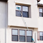 20 Feet High Reach Window Squeegee with 5-12Ft Extension Pole, 2 in 1 Rotatable Window Cleaning kit for High Window, Solar Panel Outdoor Window Washing Equipment