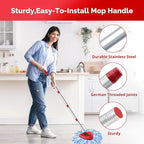 Spin Mop Head, Base, Handle Replacement for O-Ceda RinseClean 2 Tank System,4 Microfiber Mop Refills, 1 Base and 30-58in Handl Set Combo (Blue 2 Tank System)