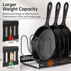 MUDEELA Pots and Pans Organizer Rack for under Cabinet, Expandable 11.81''-22.85'' Pot Lid Kitchen Cabinet Organizer Holder with 10 Adjustable Compartment Cutting Board Organizer for Pan Lid, Bakeware