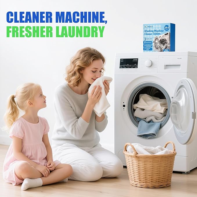Washing Machine Cleaner Tablets - Washer Machine Cleaner Tablets for HE Front Loader & Top Load Washer, Deep Cleaning & Remove Odor, Eco-friendly Deodorizer for Septic Safe (32 Pack)